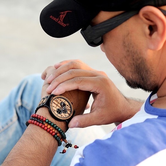 Luxury Zebra and Ebony Wood Chronograph Military Quartz Watch - Picture 2 of 16